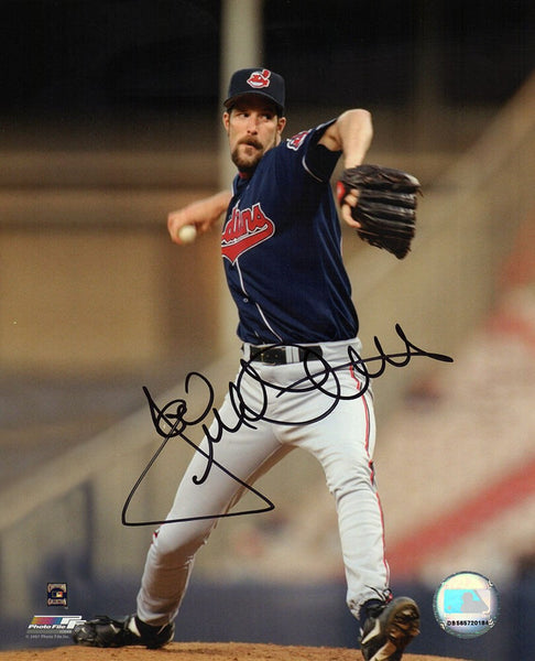 Jack McDowell Signed Indians Pitching 8x10 Photo - (In Black) - (SCHWARTZ COA)
