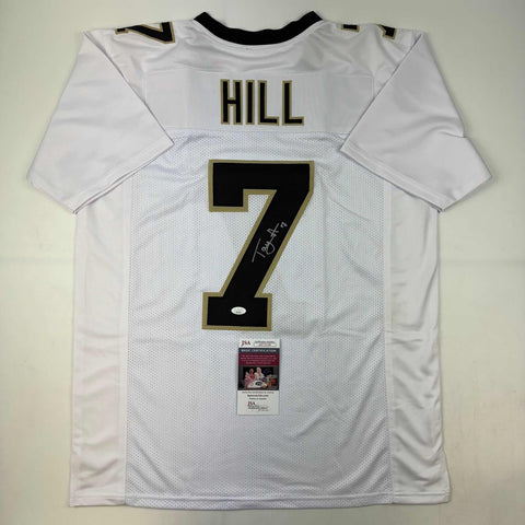 Autographed/Signed Taysom Hill New Orleans White Football Jersey JSA COA