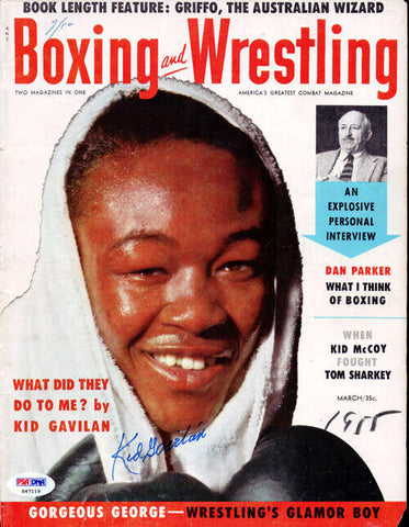 Kid Gavilan Autographed Signed Boxing & Wrestling Magazine Cover PSA/DNA #S47119