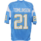 LaDainian Tomlinson Autographed Pro Style XL Blue Jersey Beckett Witness 53720