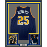 Framed Autographed/Signed Juwan Howard 33x42 Michigan Blue Jersey Beckett COA