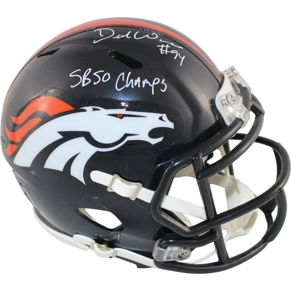 Demarcus Ware Autographed Denver Broncos TB Mini Helmet SB Champs Beckett 51851