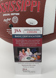 Lane Kiffin Signed Ole Miss Runnin' Rebels Logo Football (JSA COA) New LSU Coach