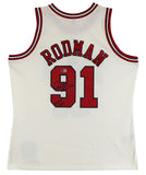 Bulls Dennis Rodman "HOF 2011" Signed Cream M&N HWC Swingman Jersey BAS Witness