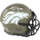 Shannon Sharpe Autographed Denver Broncos 22 Salute Mini Helmet Beckett 50810