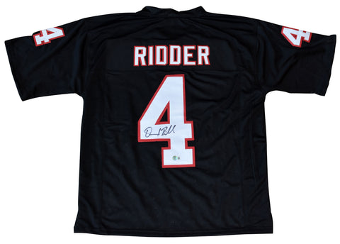 DESMOND RIDDER AUTOGRAPHED ATLANTA FALCONS #4 BLACK THROWBACK JERSEY BECKETT
