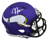 Vikings Justin Jefferson Signed Purple Speed Mini Helmet w/ Case BAS Witnessed