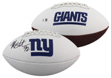 Giants Michael Strahan Signed Rawlings White Panel Football W/ Case BAS Witness