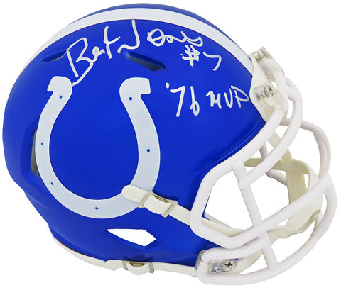 Bert Jones Signed Colts FLASH Riddell Speed Mini Helmet w/76 MVP -(SCHWARTZ COA)