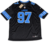 AIDAN HUTCHINSON AUTOGRAPHED DETROIT LIONS #97 NIKE 2024 BLACK JERSEY BECKETT