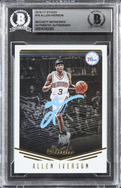 76ers Allen Iverson Authentic Signed 2016 Studio #74 Card BAS Slabbed