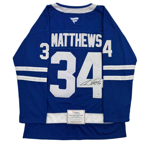 Autographed/Signed Auston Matthews Maple Leafs Blue Hockey Jersey Fanatics COA