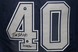 Bill Bates Autographed/Signed Pro Style Blue XL Jersey 3x Champs Beckett 39299