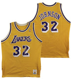 Lakers Magic Johnson "HOF 02" Signed Yellow MacGregor Sand-Knit Jersey BAS Wit 1