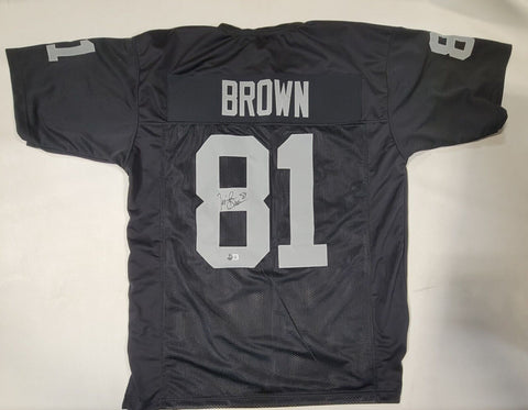 TIM BROWN AUTOGRAPHED SIGNED PRO STYLE CUSTOM XL JERSEY BECKETT QR COA