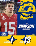 Ty Simpson Signed Los Angeles Rams Jersey (JSA) 2026 1st Rnd Pck / Q.B /Bama