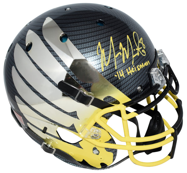 MARCUS MARIOTA SIGNED OREGON DUCKS CARBON WING AUTHENTIC HELMET W/ 14 HEISMAN