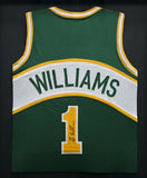 Seattle Supersonics Gus Williams Autographed Framed Green Jersey SKU #242664