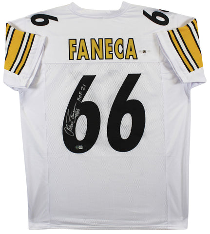 Alan Faneca "HOF 21" Authentic Signed White Pro Style Jersey BAS Witnessed