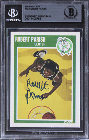 Celtics Robert Parish Authentic Signed 1989 Fleer #12 Card BAS Slabbed