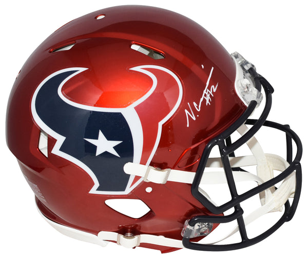 NICO COLLINS SIGNED HOUSTON TEXANS RED AUTHENTIC SPEED HELMET BECKETT
