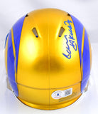 Cam Akers Autographed Rams Flash Speed Mini Helmet-Beckett W Holo *Blue #3