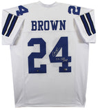 Larry Brown "SB XXX MVP" Authentic Signed White Pro Style Jersey BAS Witnessed