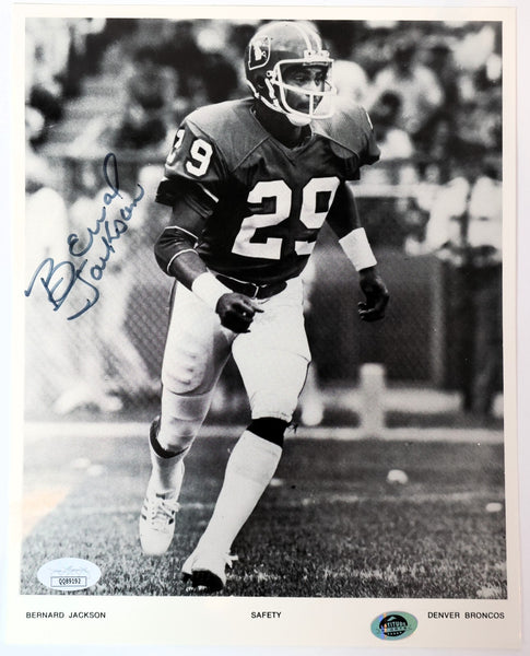 Bernard Jackson Autographed Denver Broncos B/W 8x10 Photo JSA COA
