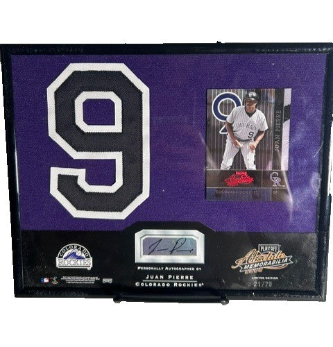 Juan Pierre Colorado Rockies Autographed Framed Jersey Patch & Card COA LE 21/75