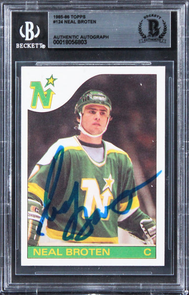 North Stars Neal Broten Authentic Signed 1985 Topps #124 Card BAS Slabbed