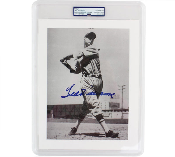 Ted Williams Signed Boston Red Sox 8.5x11 PSA/DNA Gem Mint 10 Encapsulated Photo