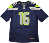 SEAHAWKS TYLER LOCKETT AUTOGRAPHED BLUE NIKE ON FIELD JERSEY L LARGE MCS 222045