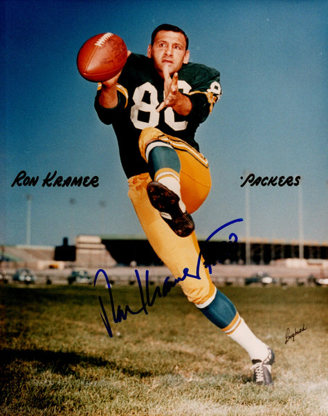 Packers Tight End RON KRAMER (d) Signed 8x10 Photo #2 AUTO - 1961 & 62 NFL Champ