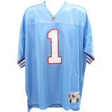 Warren Moon Signed Houston Oilers Reebok Blue XL Jersey HOF JSA 48492