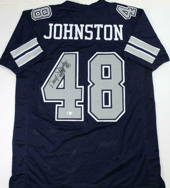 Daryl Moose Johnston Autographed Blue w/Grey Pro Style Jersey- Beckett W Auth *4