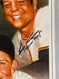 Duke Snider, Willie Mays, Mickey Mantle Autographed 8x10 Litho Framed PSA LOA