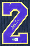 Magic Johnson Authentic Signed Black Pro Style Jersey Purple Numbers BAS Witness
