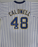 Brewers MIKE CALDWELL Signed Custom Replica Pin Stripe Retro Jersey AUTO - JSA