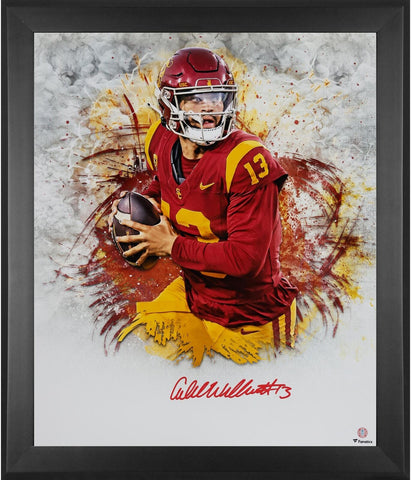Caleb Williams USC Trojans FRMD Signed 20x24 White In Focus Photo - #1 of LE 50