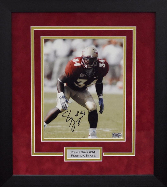 ERNIE SIMS AUTOGRAPHED FLORIDA STATE SEMINOLES 8x10 FRAMED PHOTO COA