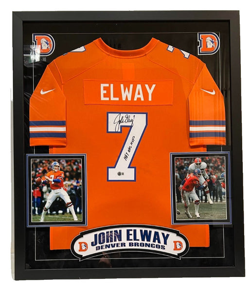 John Elway Autographed/Inscribed "1987 NFL MVP" Nike Jersey DLX Framed BAS COA