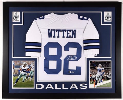 Jason Witten Signed Dallas Cowboys 35x43 Framed Jersey (Beckett COA) Tight End