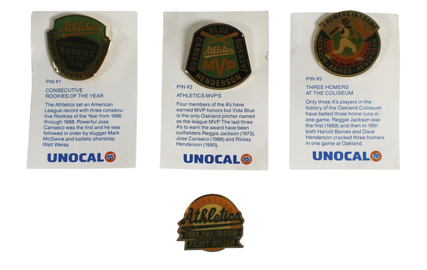 Athletics 1992 Season Collector Pin Set Un-signed 3