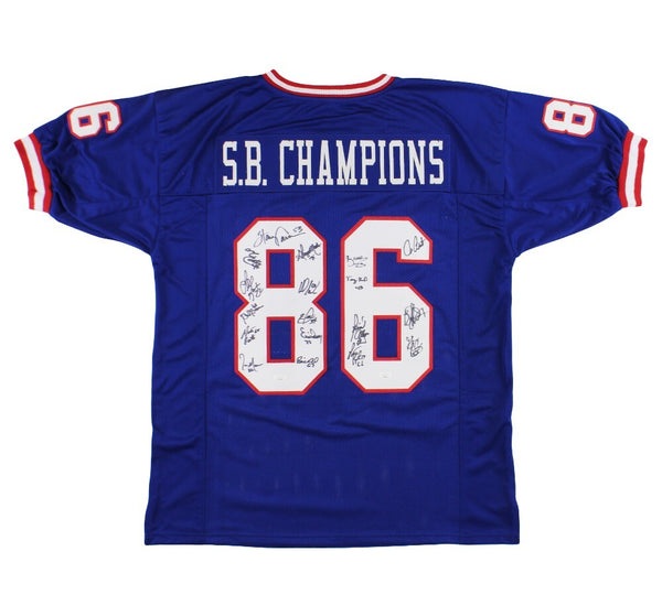 S.B Champions 1986 Signed New York Custom Blue Jersey - 18 Sigs Maurice Carthon