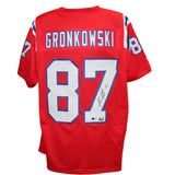 Rob Gronkowski Autographed/Signed Pro Style XL Jersey Red Beckett Witness 58337