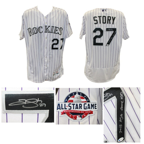 Trevor Story Signed '18 ASG Game Used Photomatched Rockies Jersey Bekett 57817