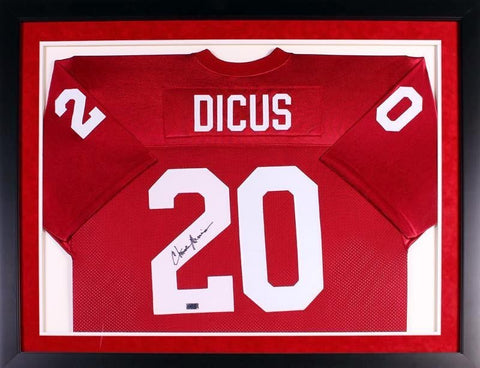CHUCK DICUS AUTOGRAPHED ARKANSAS RAZORBACKS #20 FRAMED JERSEY COA