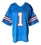 Warren Moon Houston Signed Blue Football Jersey HOF 06 Inscribed JSA