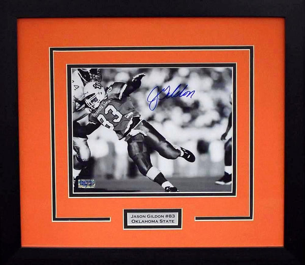 JASON GILDON AUTOGRAPHED OKLAHOMA STATE COWBOYS 8x10 FRAMED PHOTO COA