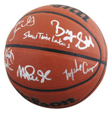 Showtime Lakers (6) Johnson, Thompson, Worthy, Scott +2 Signed Basketball BAS W